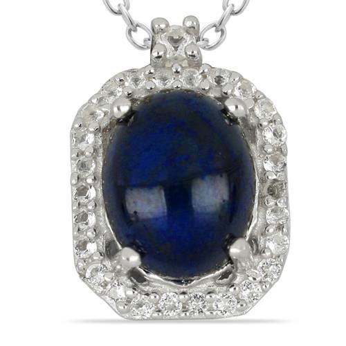 REAL STAR SAPPHIRE GEMSTONE HALO PENDANT IN 925 SILVER